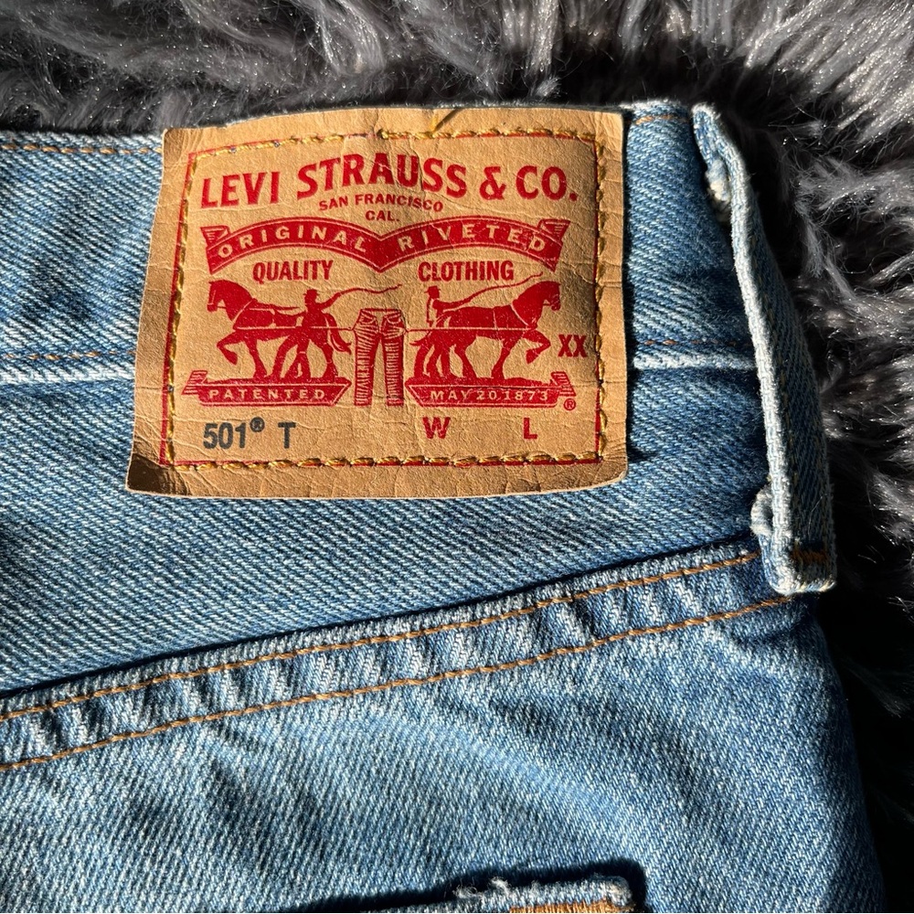 Levi's 501 Blue Straight Button Fly Denim Jeans Iconic Style 32x28